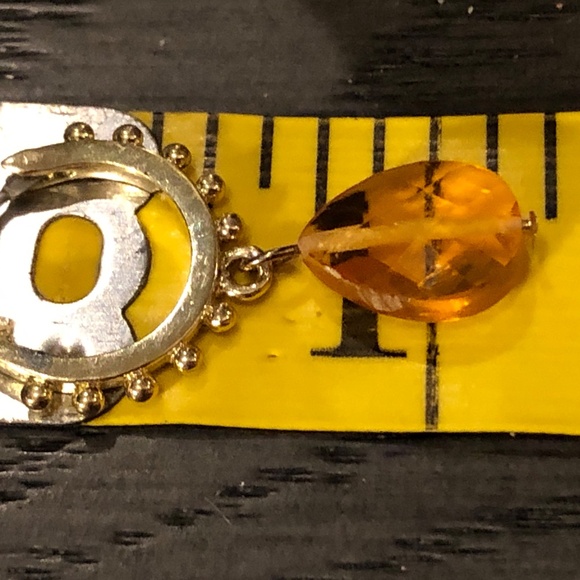 3/$40 VTG Studded Gold Dainty Small Hoop Pierced Earrings w/Yellow Bead Dangles - Picture 12 of 12